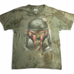 Vintage Distressed Star Wars Boba Fett Tie-Dye Graphic Tee Size Large